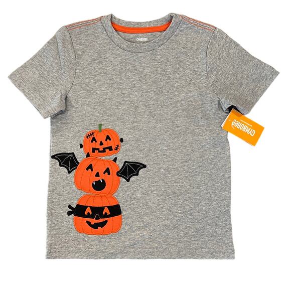 *NWT Gymboree Boys Grey & Orange Halloween Jack-O-Lantern Top - - Picture 1 of 7